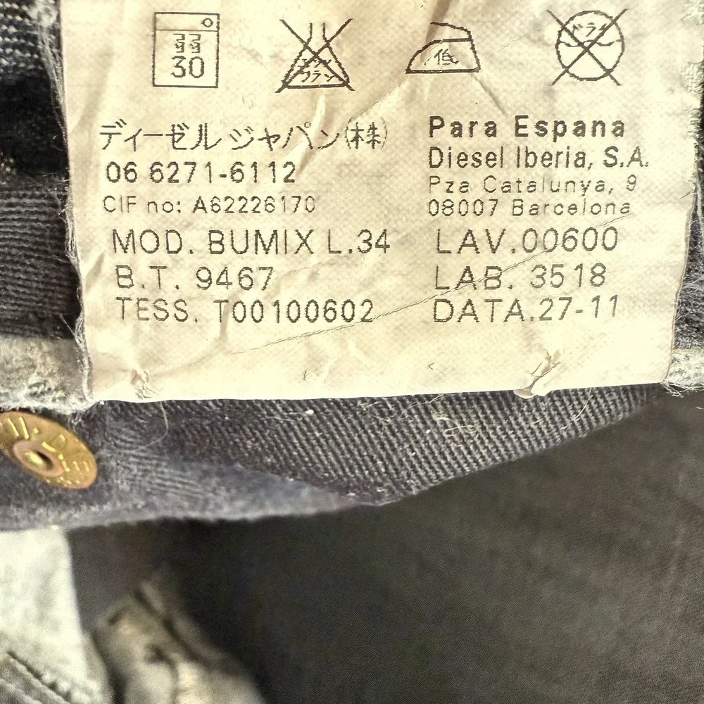 Diesel‎ Jeans Men 31x30 Gray Blue Bumix Tapered Leg Lightweight Button Fly Italy